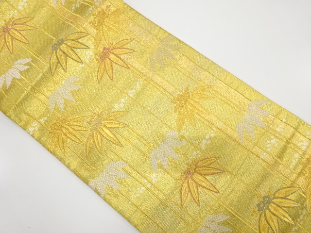 竹笹に箔散らし模様織り出し袋帯